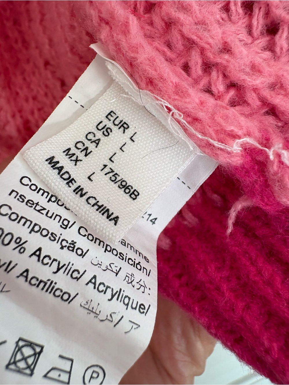 Pink Colorblock Chunky Knit Cropped Cardigan Sweater Size L Coquette Balletcore - Picture 7 of 11